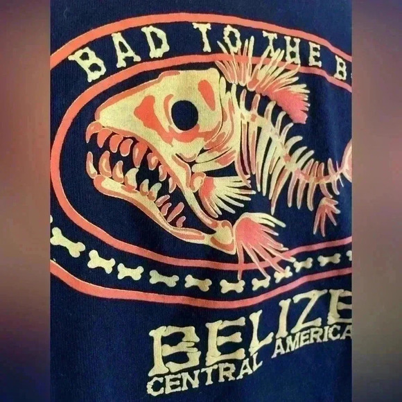 BELIZE Bad To The Bone Black Fish T Shirt top men’s Size XXL Central America - Picture 11 of 12